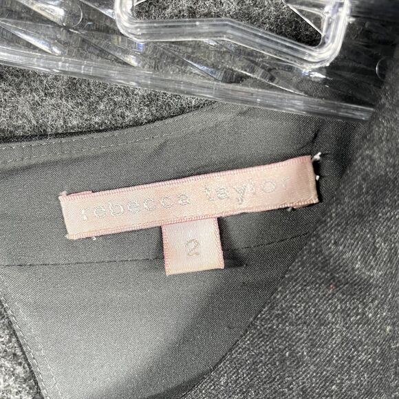 Rebecca Taylor Dress Women's 2 Gray Charcoal Sleeveless Wool Blend Crochet - Picture 3 of 7